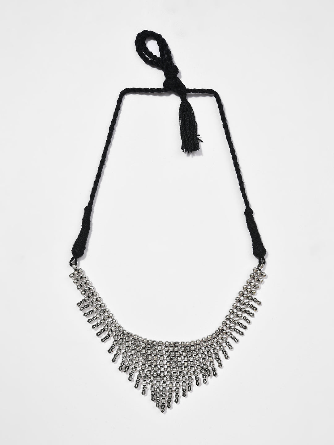 SILVER OXIDISED TRIANGULAR NECKLACE