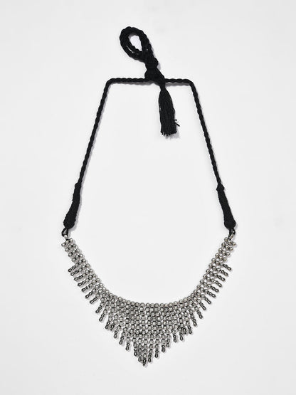 SILVER OXIDISED TRIANGULAR NECKLACE