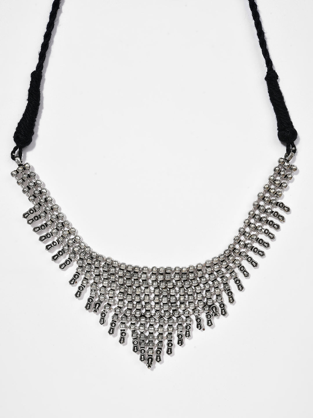 SILVER OXIDISED TRIANGULAR NECKLACE