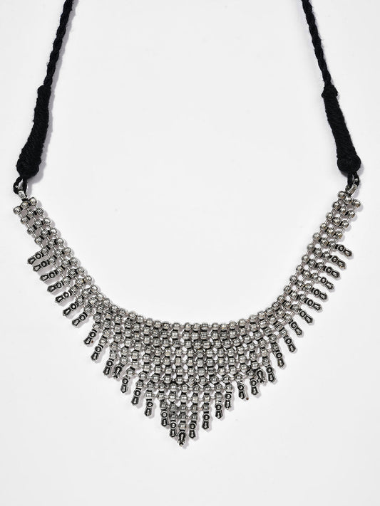 SILVER OXIDISED TRIANGULAR NECKLACE