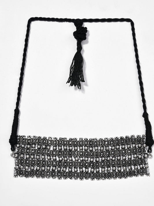 SILVER OXIDISED BOHO CHOKER