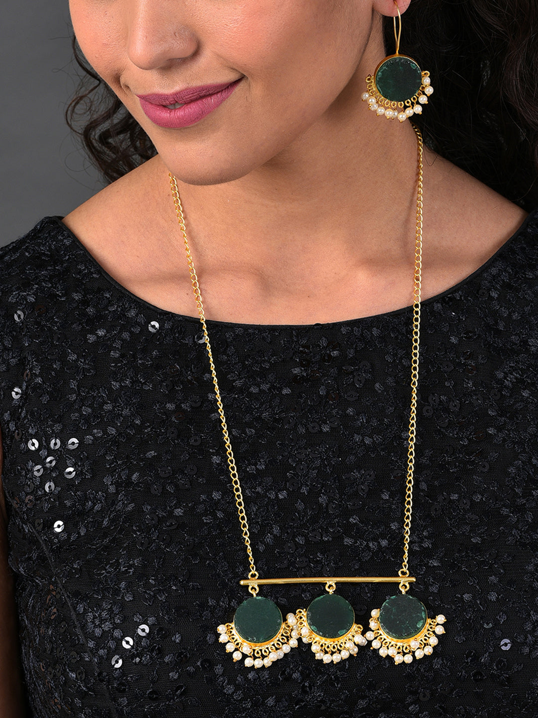 GREEN DROPS NECKLACE SET