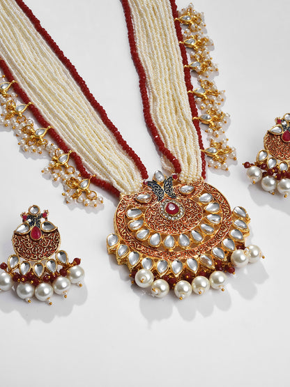 RED & WHITE RANI HAAR WITH EARRINGS