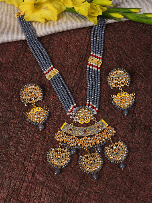 BLUE KUNDAN AND MEENAKARI RANI HAAR SET