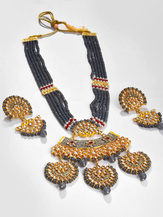 BLUE KUNDAN AND MEENAKARI RANI HAAR SET