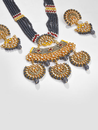 BLUE KUNDAN AND MEENAKARI RANI HAAR SET