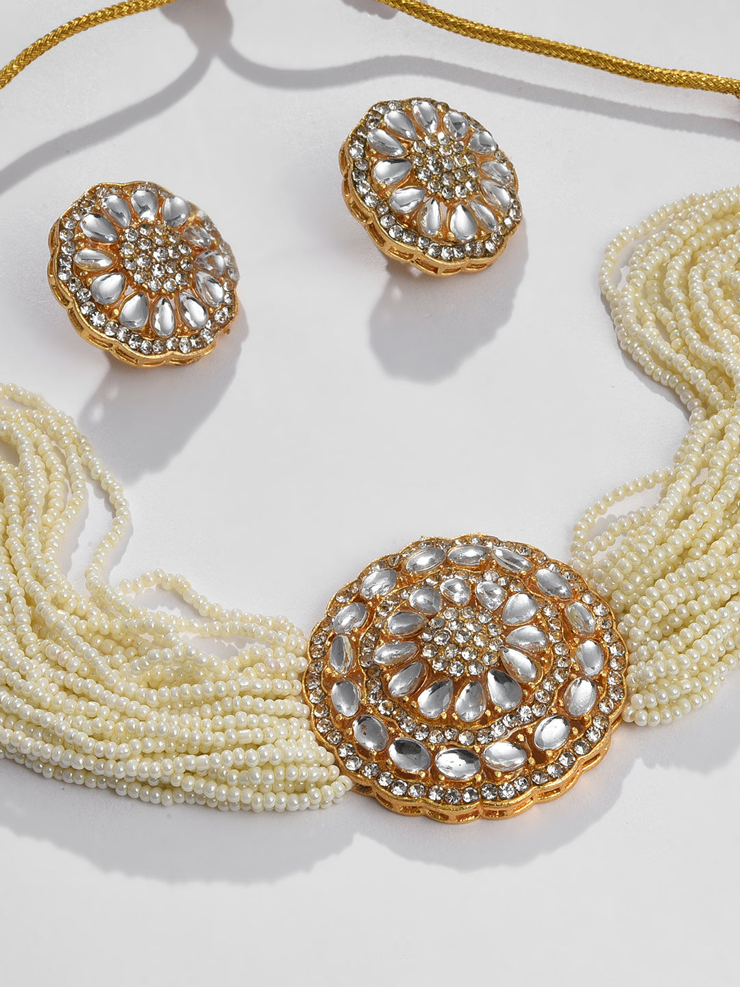WHITE ROUND PENDANT CHOKER SET