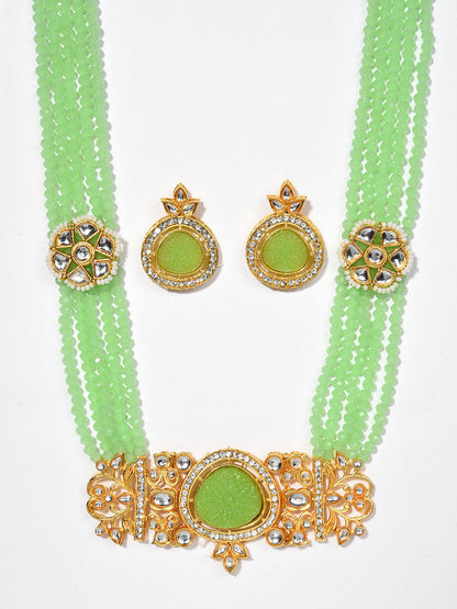 GREEN BEADED KUNDAN NECKLACE