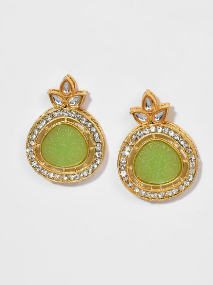 GREEN BEADED KUNDAN NECKLACE