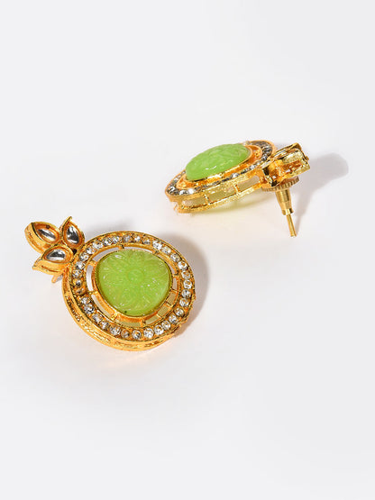 GREEN BEADED KUNDAN NECKLACE