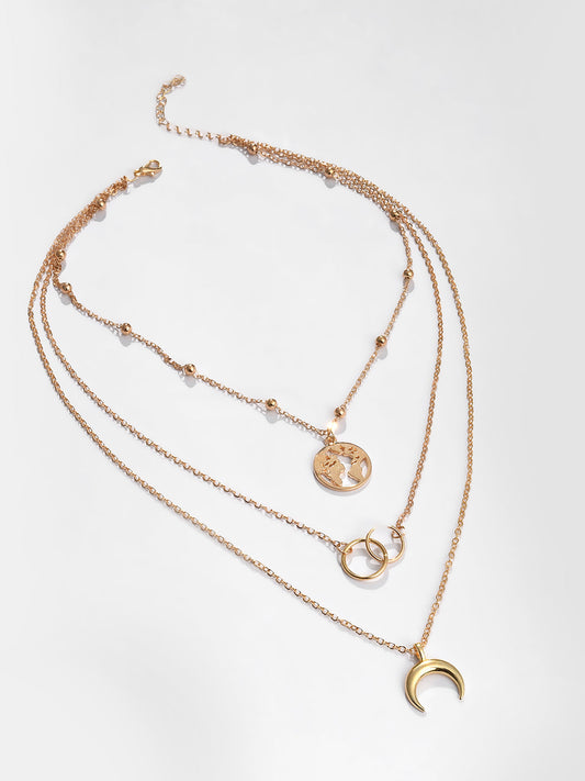 GOLD 3 LAYERED NECKLACE SET