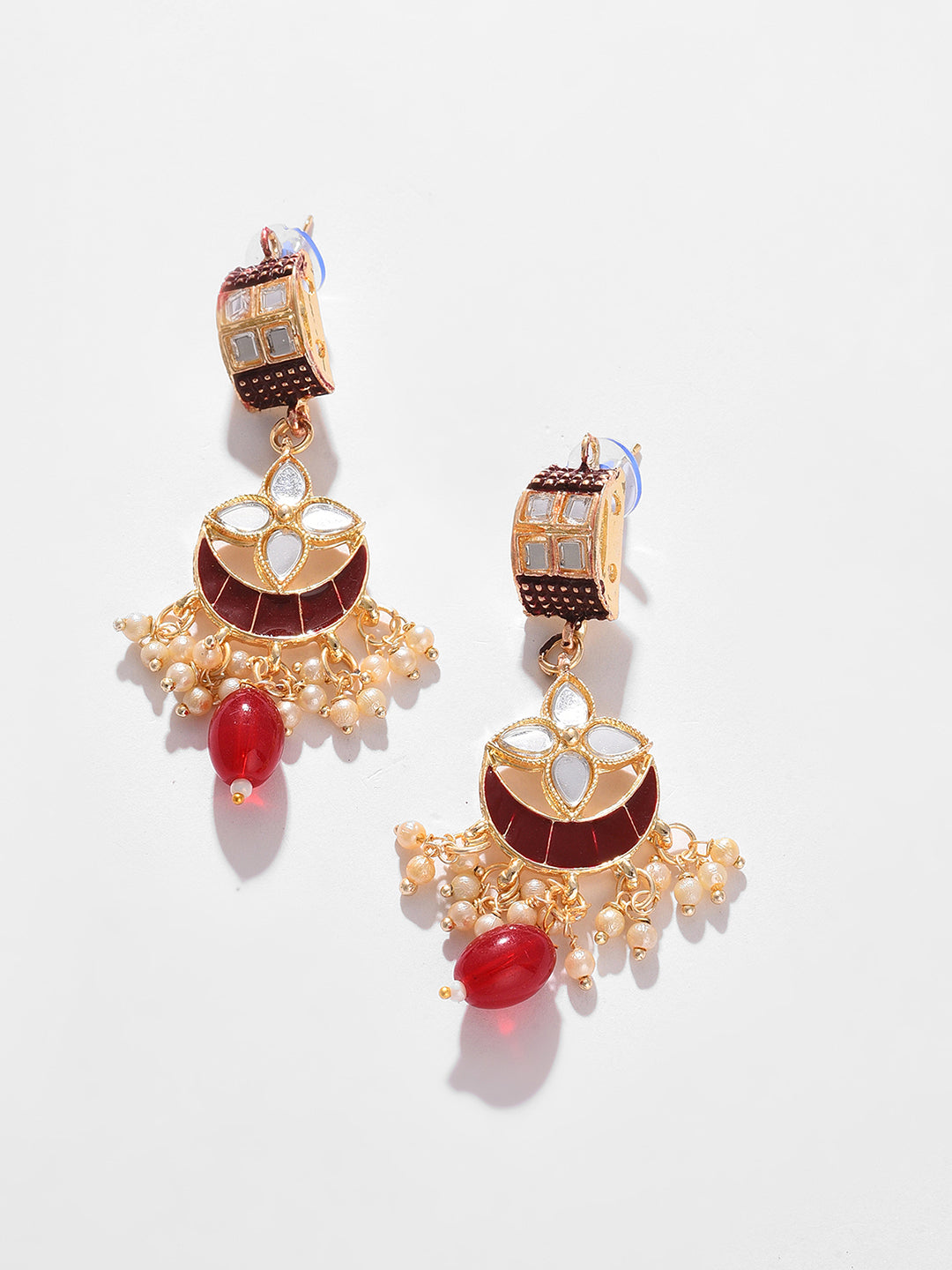 GOLD PLATED DESIGNER STONE BEADED NECKLACE AND EARRINGS SET