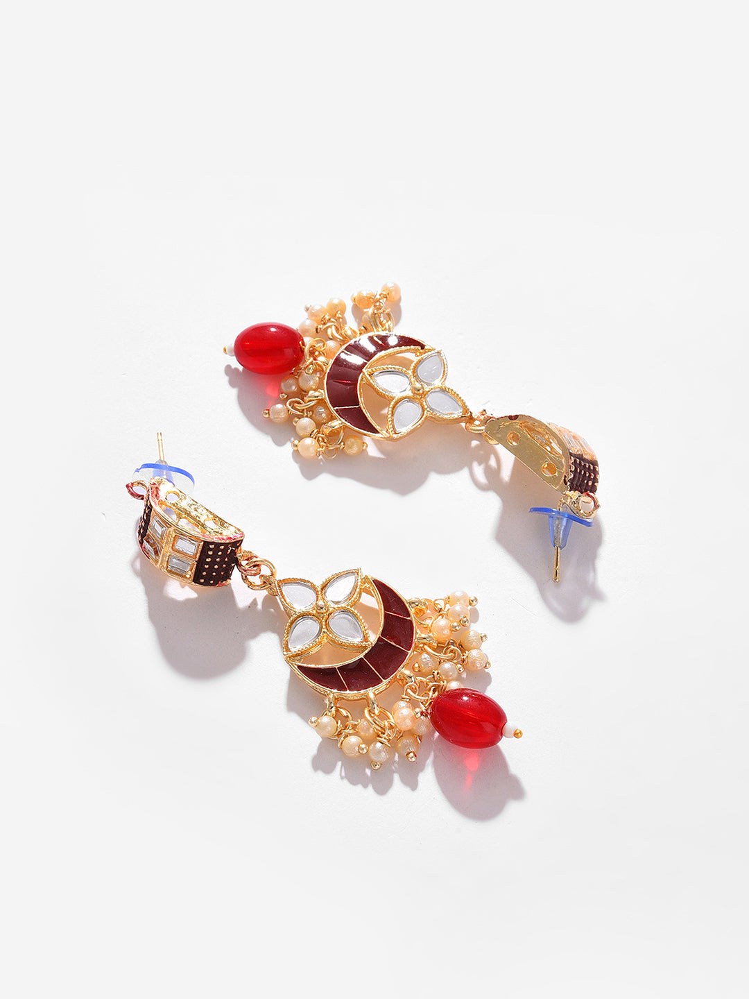GOLD PLATED DESIGNER STONE BEADED NECKLACE AND EARRINGS SET