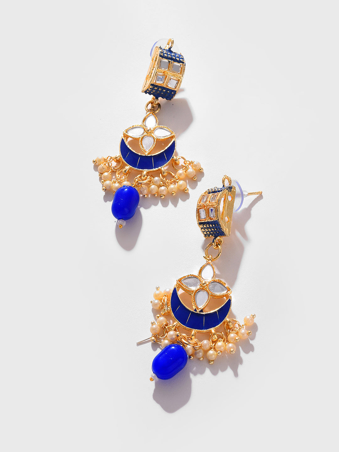 GOLD PLATED DESIGNER STONE BEADED NECKLACE AND EARRINGS SET