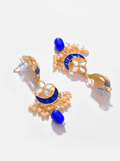 GOLD PLATED DESIGNER STONE BEADED NECKLACE AND EARRINGS SET
