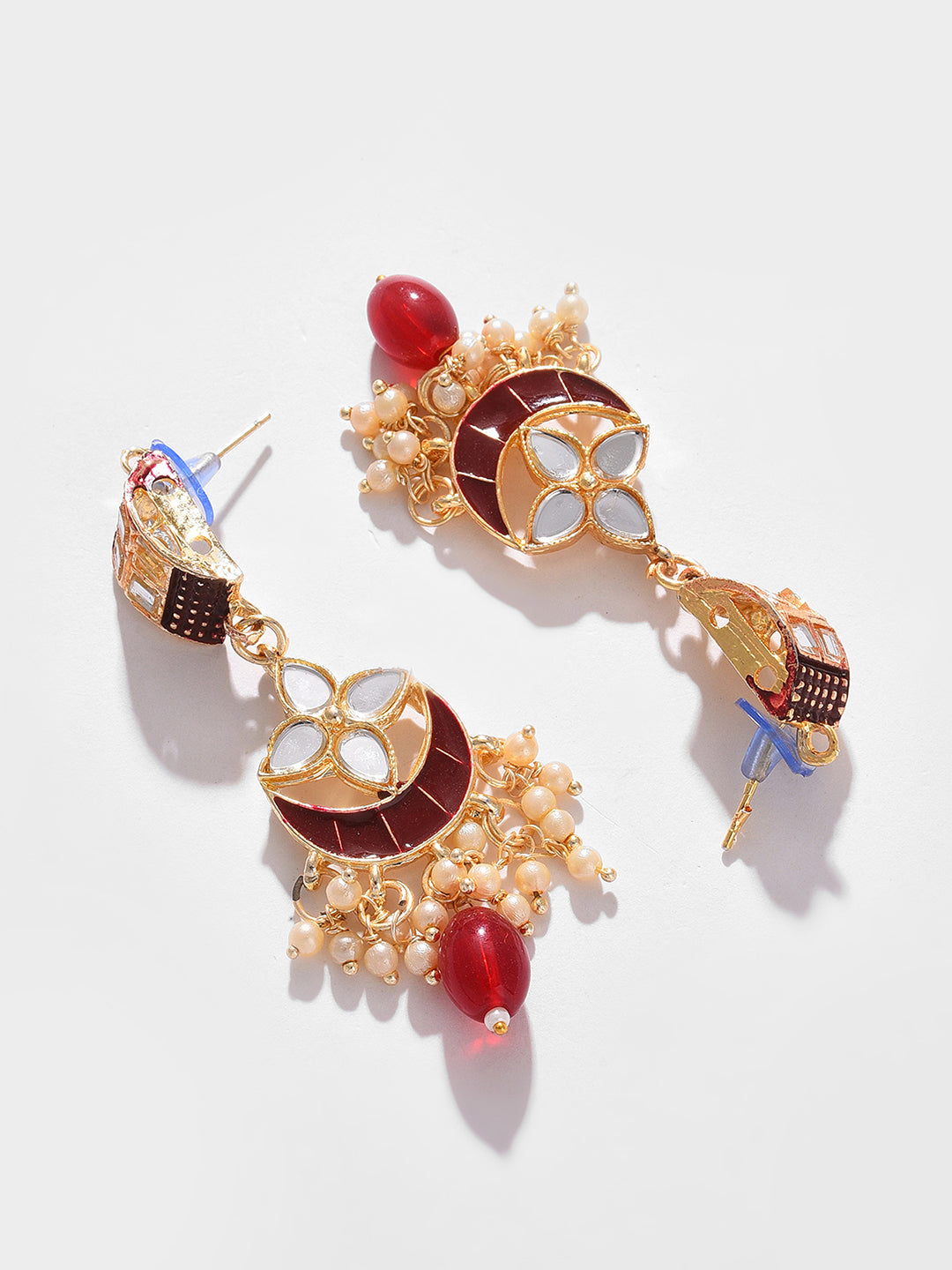GOLD PLATED DESIGNER STONE BEADED NECKLACE AND EARRINGS SET