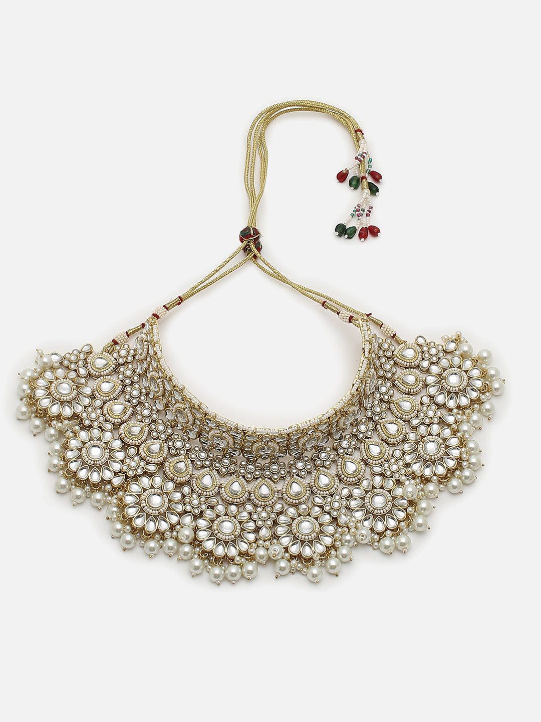 MEENAKARI GOLD PLATED NECKLACE GREEN SET FOR WOMEN AND GIRLS