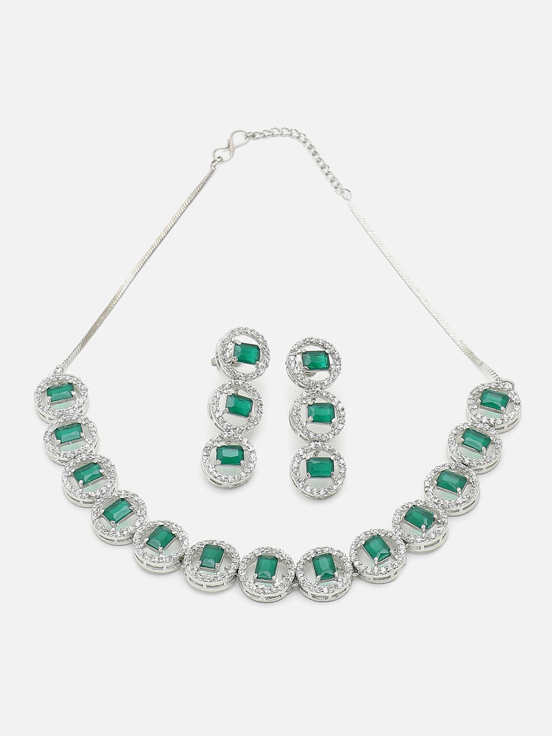 SILVER PLATED BLUE STONE NECKLACE SET