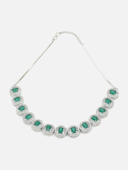 SILVER PLATED BLUE STONE NECKLACE SET
