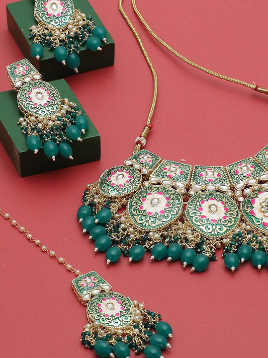 SILVER PLATED BLUE STONE NECKLACE SET