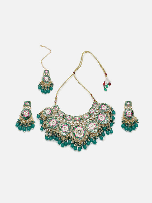 SILVER PLATED BLUE STONE NECKLACE SET