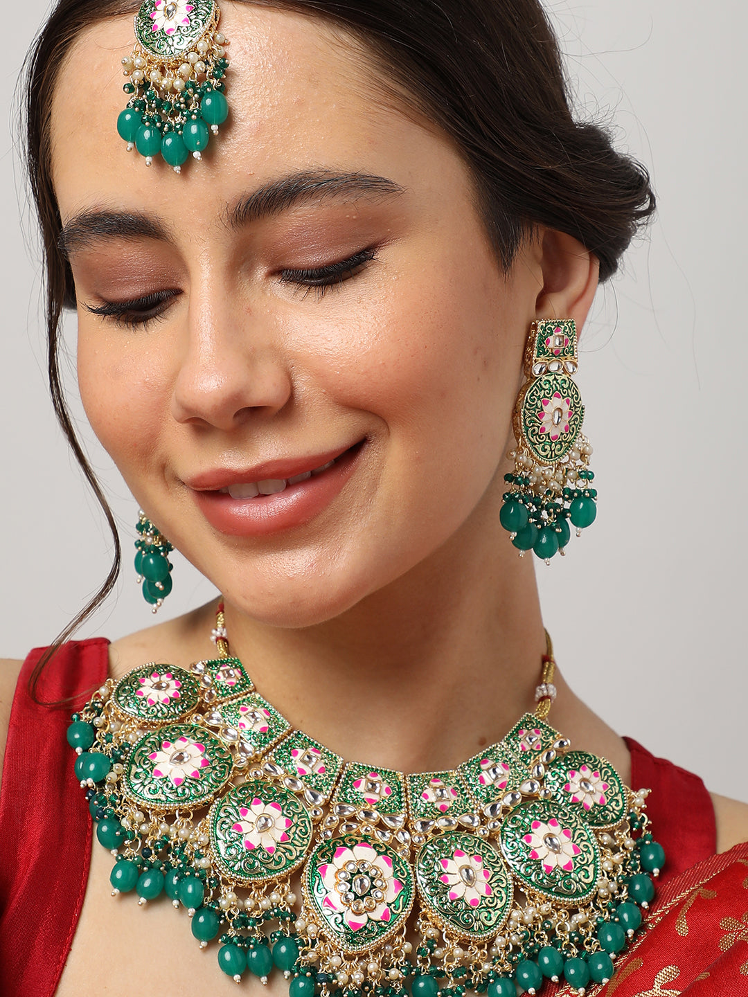 SILVER PLATED BLUE STONE NECKLACE SET