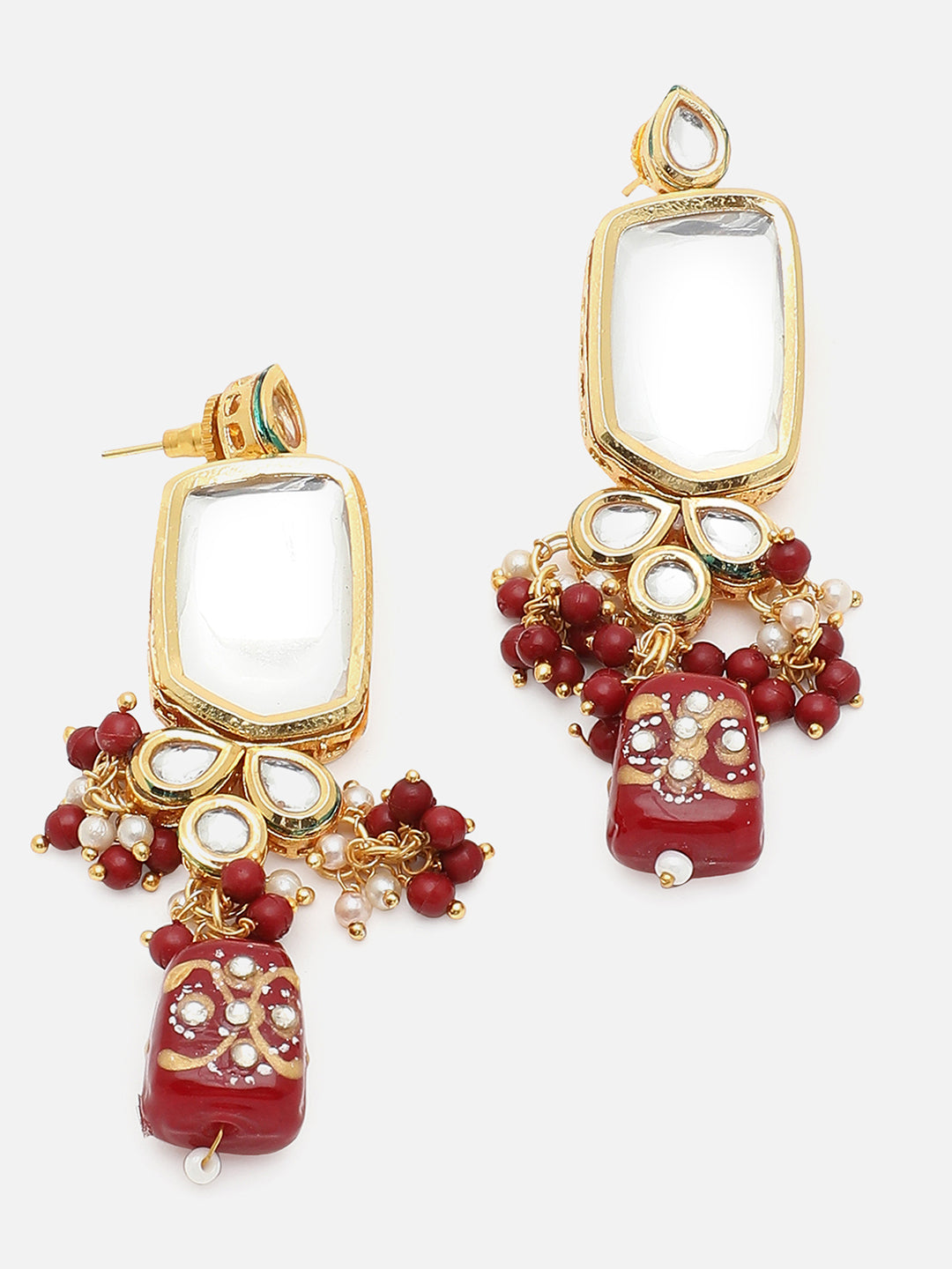SILVER PLATED RED AMERICAN DIAMOND NECKLACE SET