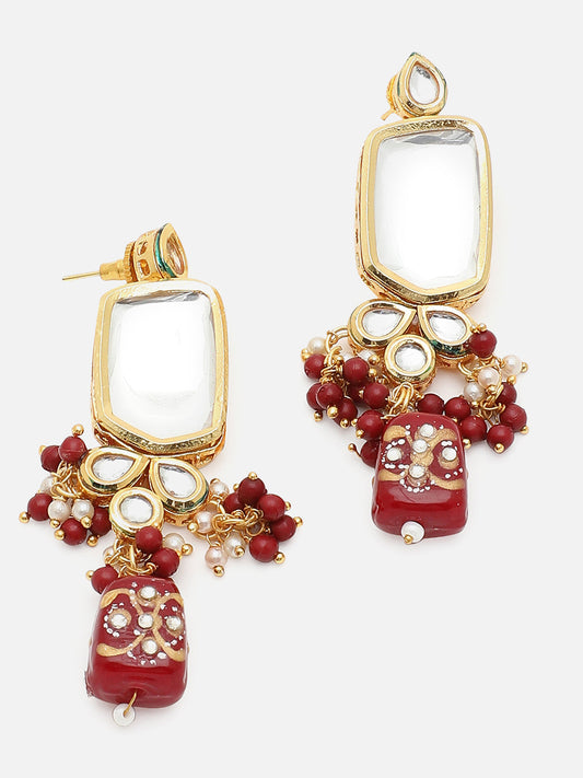 SILVER PLATED RED AMERICAN DIAMOND NECKLACE SET