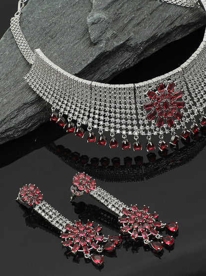 PACK OF 3 WOMENS SILVER AMERICAN DIAMOND NECKLACE AND EARRING