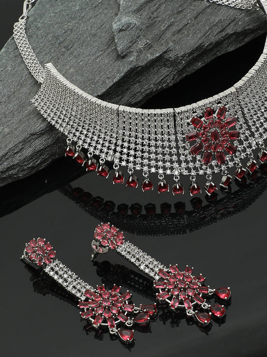 PACK OF 3 WOMENS SILVER AMERICAN DIAMOND NECKLACE AND EARRING
