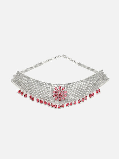 PACK OF 3 WOMENS SILVER AMERICAN DIAMOND NECKLACE AND EARRING
