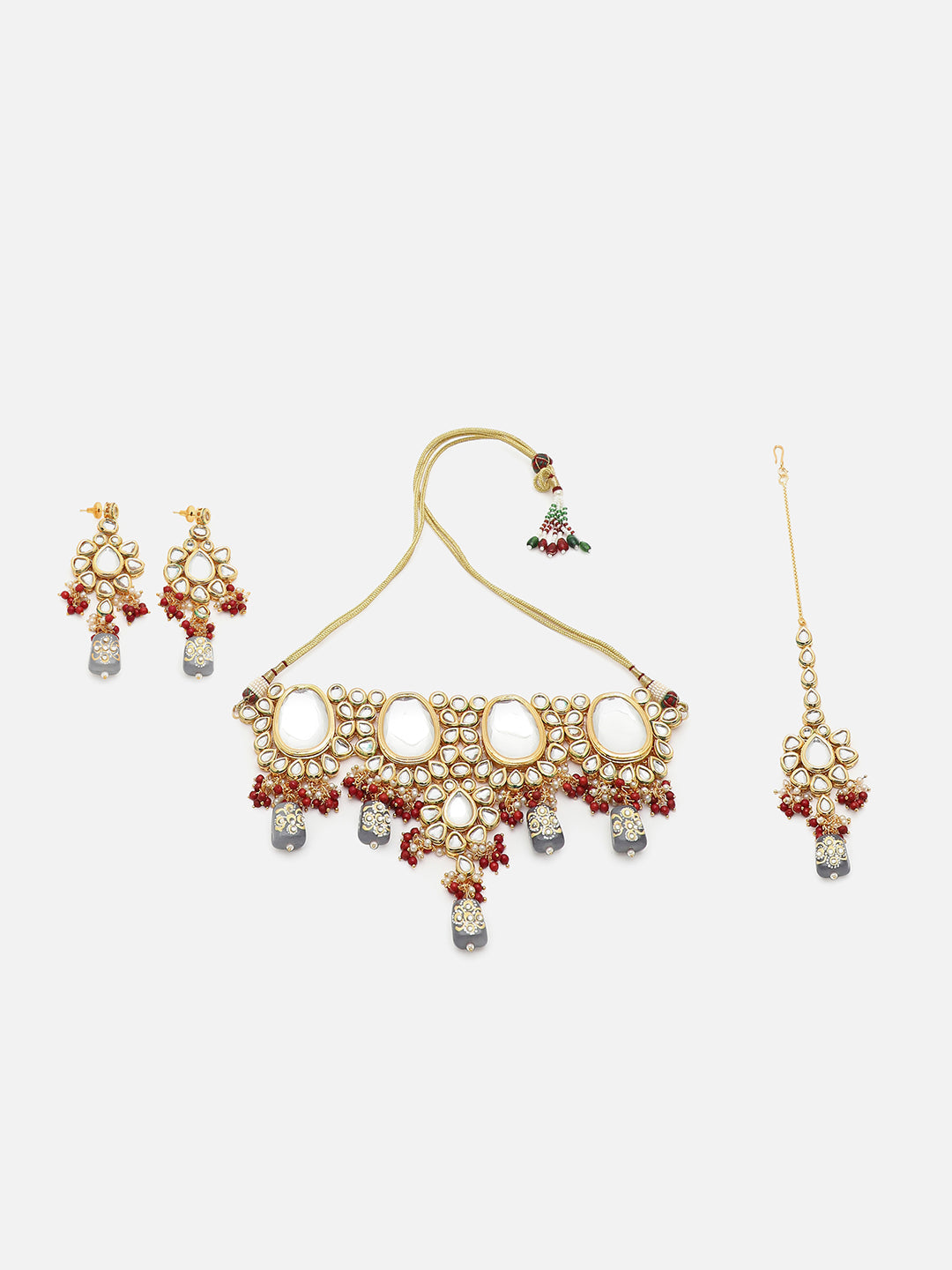 GOLD PLATED KUNDAN NECKLACE SET FOR WOMEN