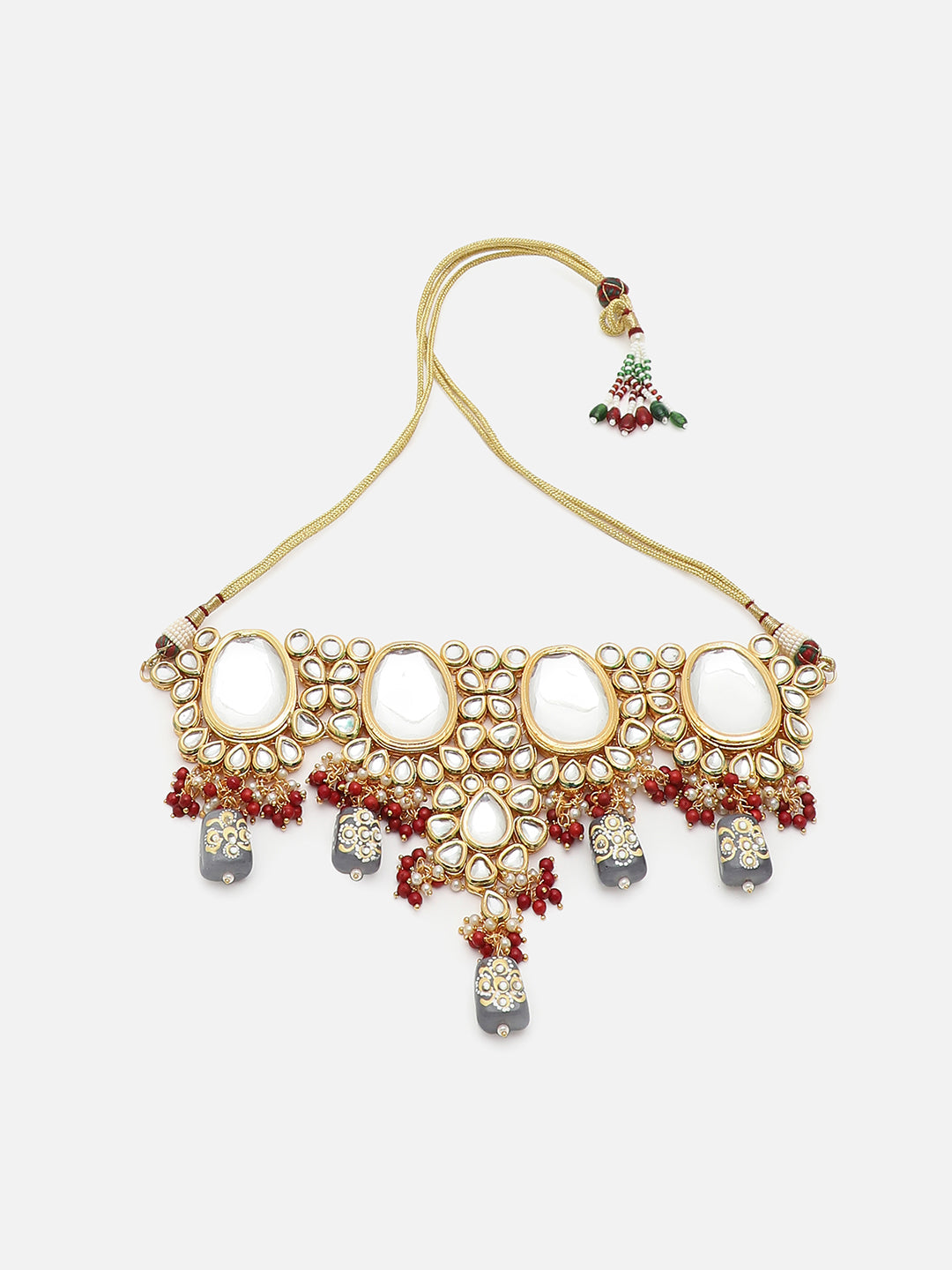 GOLD PLATED KUNDAN NECKLACE SET FOR WOMEN