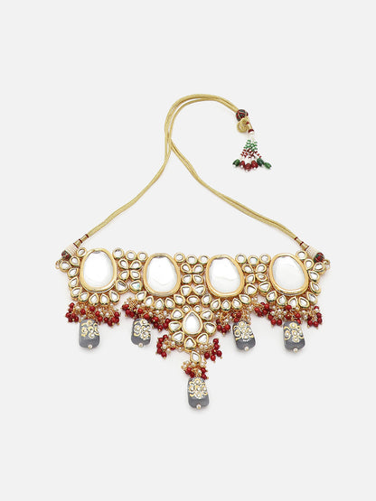 GOLD PLATED KUNDAN NECKLACE SET FOR WOMEN