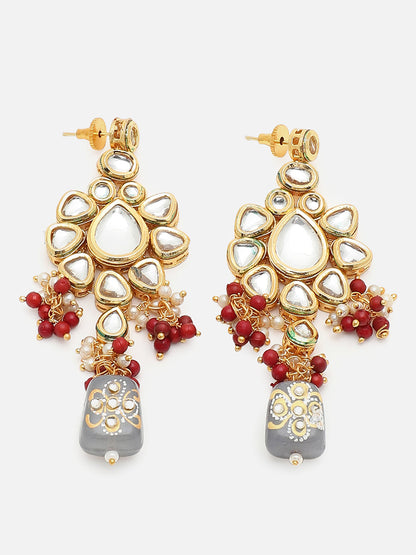 GOLD PLATED KUNDAN NECKLACE SET FOR WOMEN