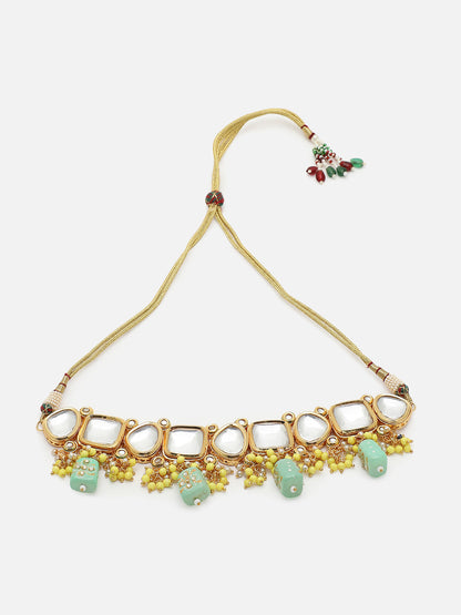 GOLD PLATED KUNDAN NECKLACE SET FOR WOMEN