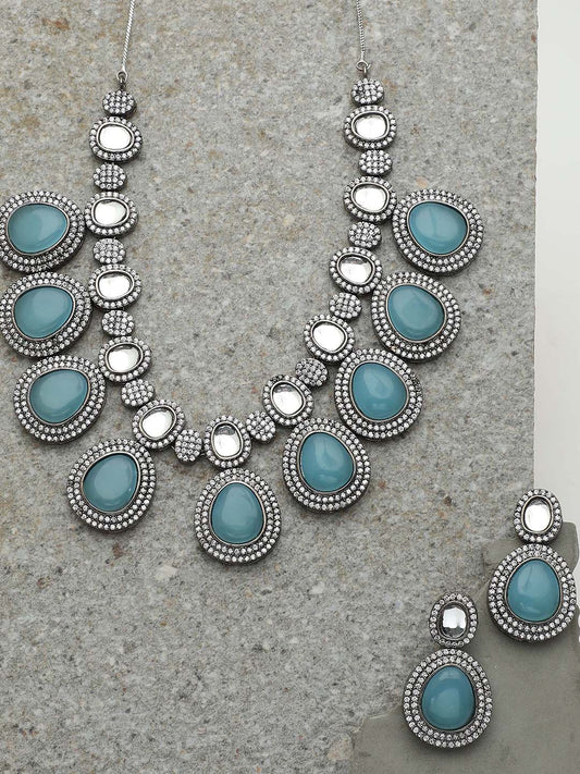 GOLD PLATED KUNDAN NECKLACE SET FOR WOMEN