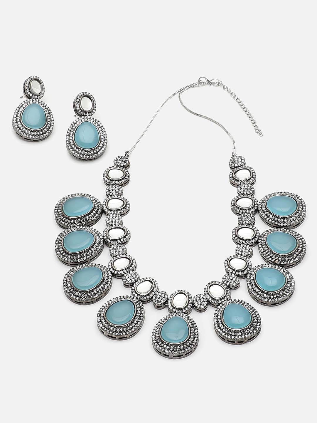GOLD PLATED KUNDAN NECKLACE SET FOR WOMEN
