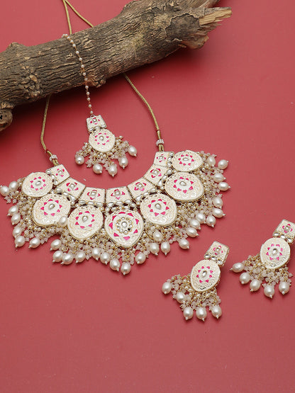 GOLD PLATED KUNDAN NECKLACE SET FOR WOMEN