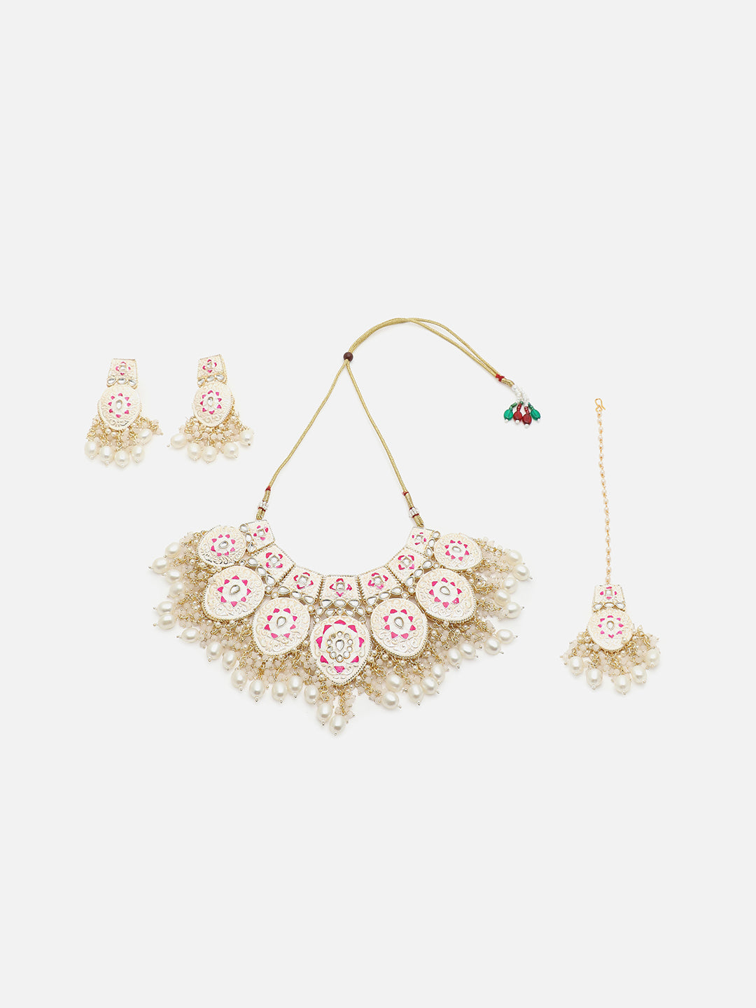 GOLD PLATED KUNDAN NECKLACE SET FOR WOMEN