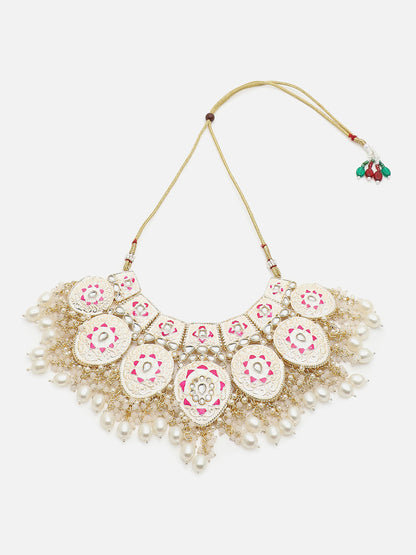 GOLD PLATED KUNDAN NECKLACE SET FOR WOMEN