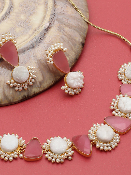 GOLD PLATED KUNDAN NECKLACE SET FOR WOMEN