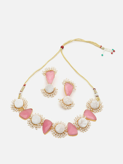 GOLD PLATED KUNDAN NECKLACE SET FOR WOMEN