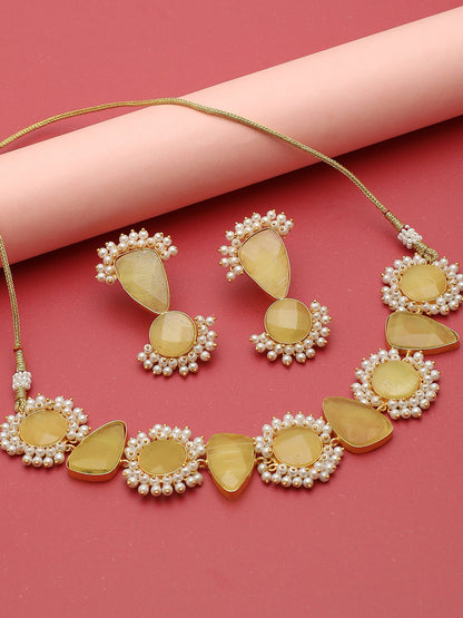 GOLD PLATED KUNDAN NECKLACE SET FOR WOMEN