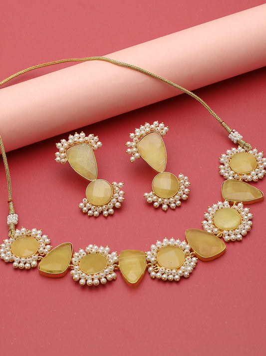 GOLD PLATED KUNDAN NECKLACE SET FOR WOMEN