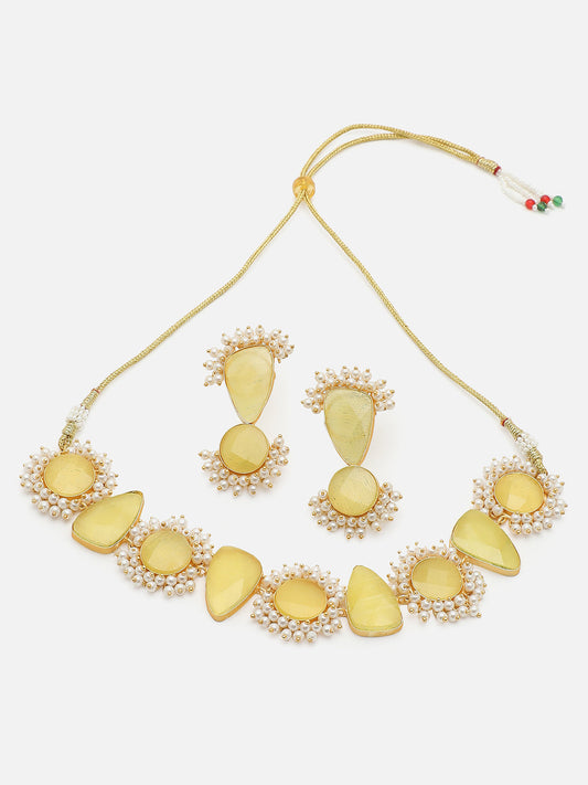 GOLD PLATED KUNDAN NECKLACE SET FOR WOMEN