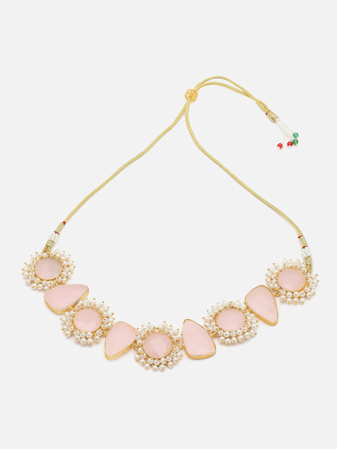 GOLD PLATED BROWN DESIGNER STONE NECKLACE SET