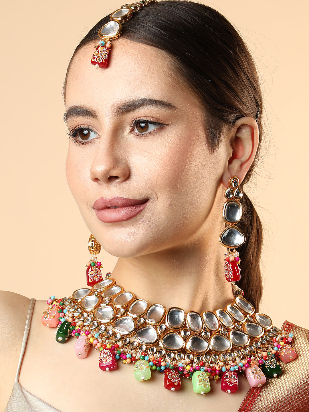 SOHI MULTI COLOUR KUNDAN JEWELLERY SET