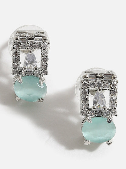 SILVER PLATED AMERICAN DIAMOND AND DESIGNER STONE NECKLACE AND EARRING SET