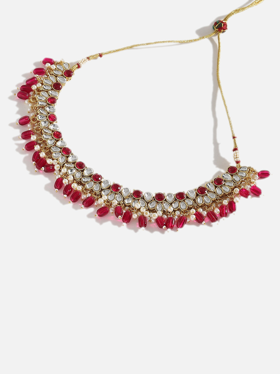 SOHI RED STONES GOLD PLATED JEWELLERY SET